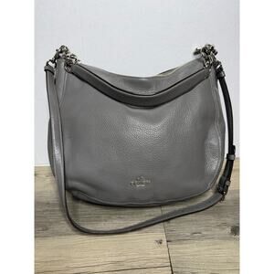 Coach Elle Hobo Pebbled Leather Bag Purse Gray F31399 Crossbody Strap
